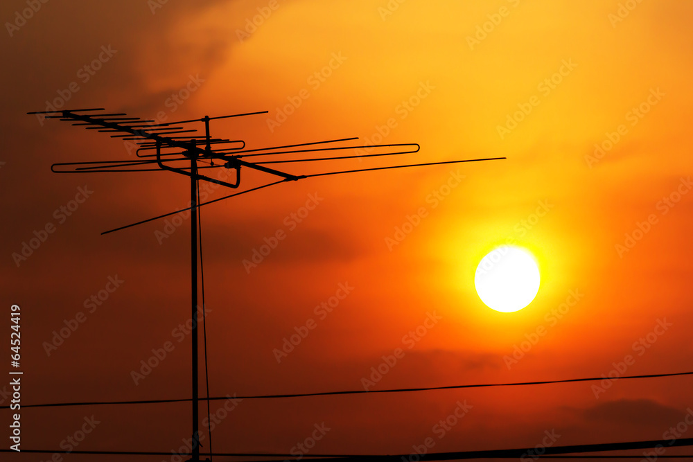 Sunset sky and cloud Silhouette TV antenna
