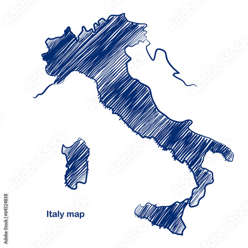 Italy map hand drawn background vector,illustration
