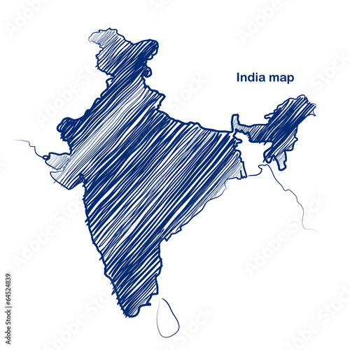 India map hand drawn background vector,illustration