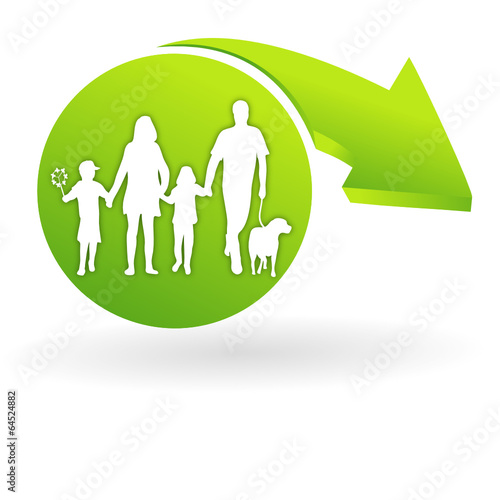 famille sur web symbole vert