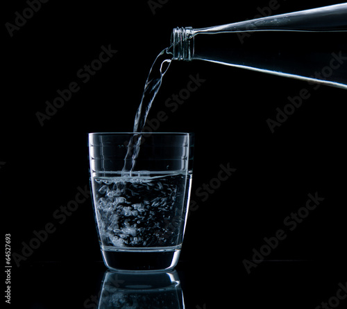 Pouring water on glass