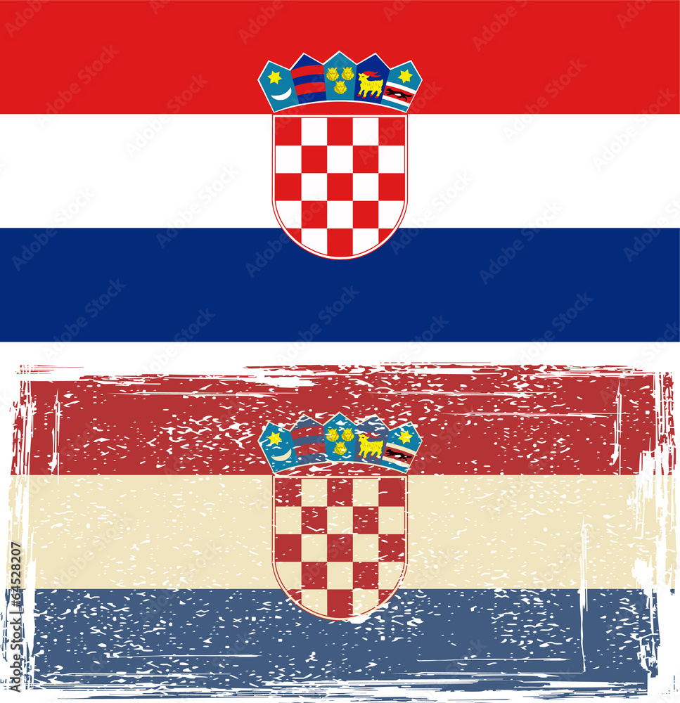 Naklejka premium Croatian grunge flag. Vector illustration.