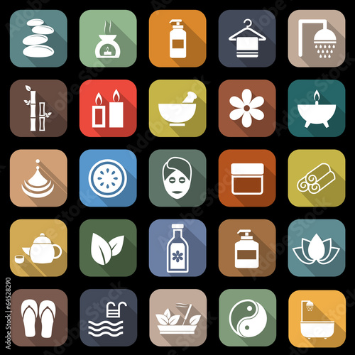 Spa flat icons with long shadow