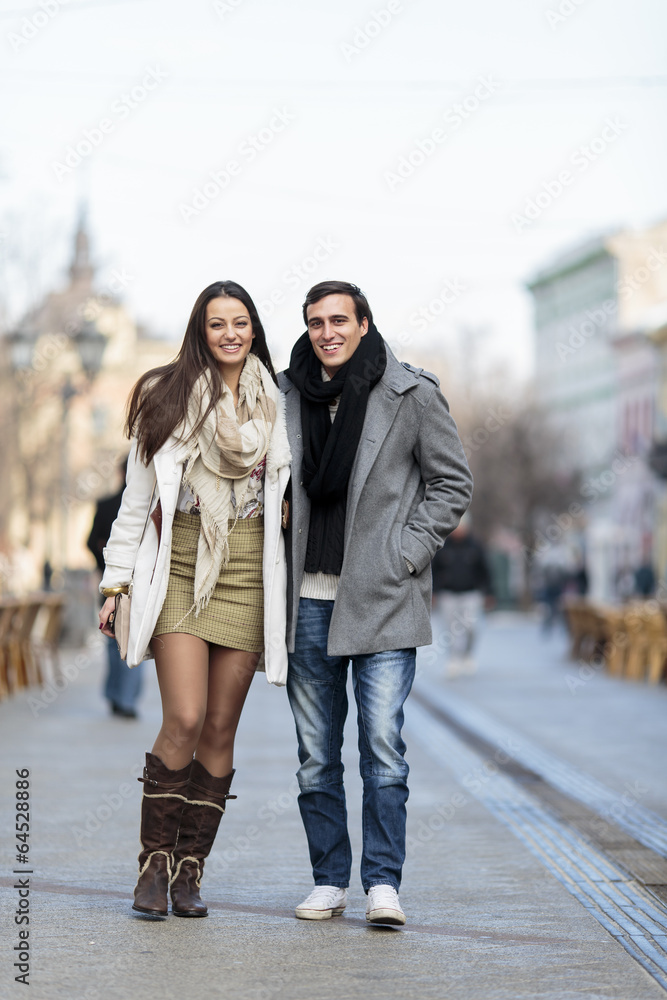 Young couple walking on the street