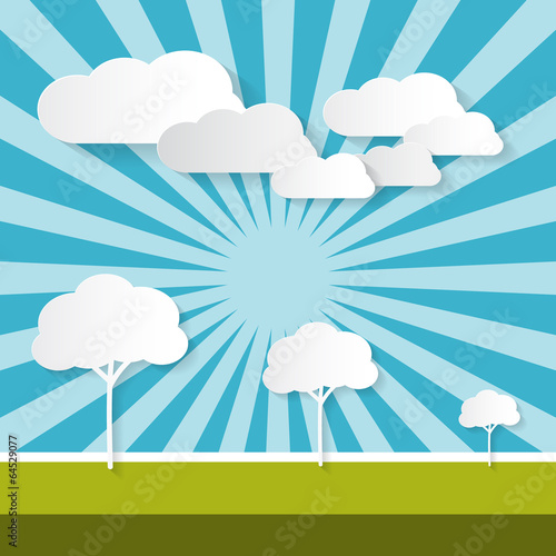 Vector Abstract Paper Landscape Nature Illustration
