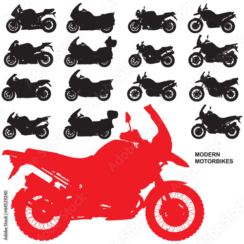Set of High Resolution Modern Motorcycles Silhouettes