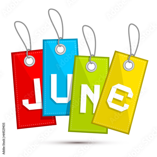 June Colorful Discount Sale Paper Label, Tag With Strings
