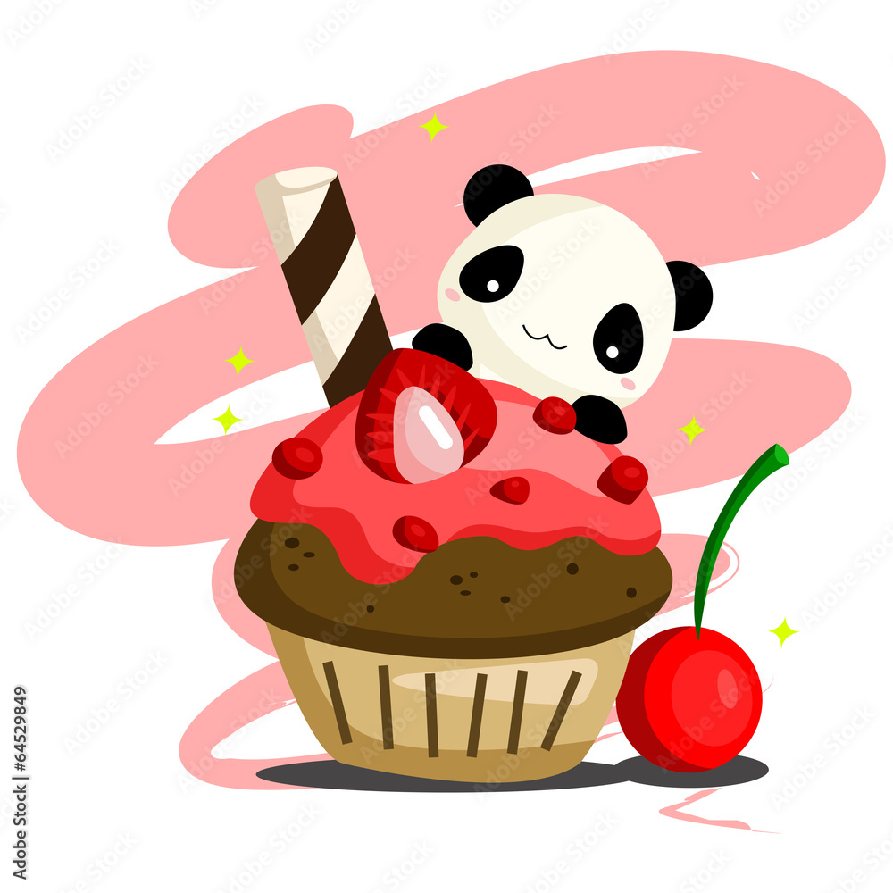 Obraz premium Panda and dessert