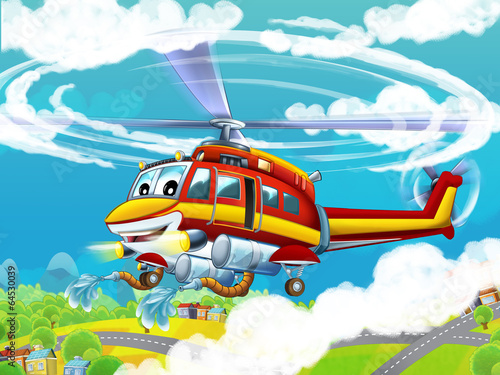 Cartoon helicopter - illustration for the children