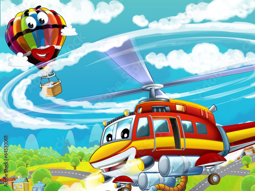 Cartoon helicopter - illustration for the children