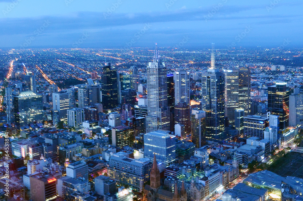 Fototapeta premium Widok z lotu ptaka Melbourne w Australii