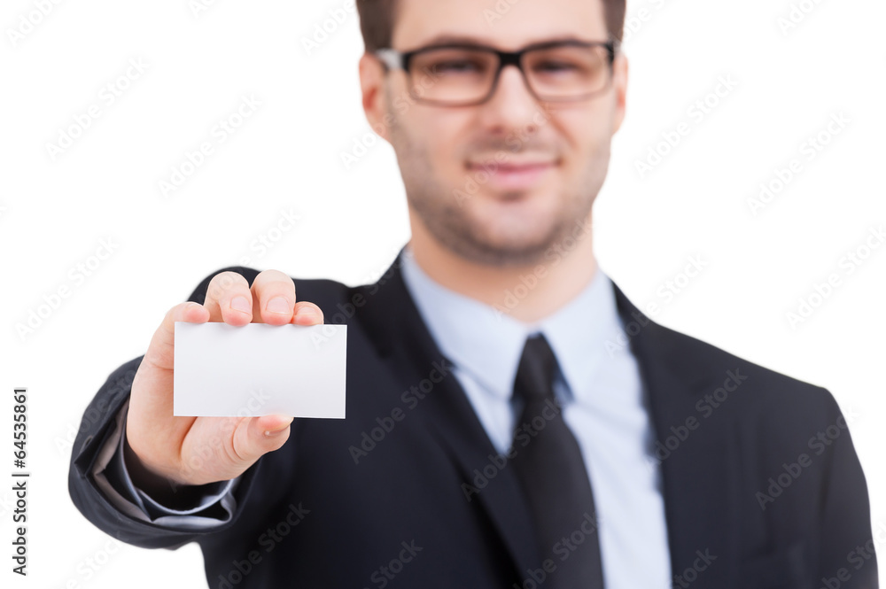 Copy space on his business card. Copy space on his business card.