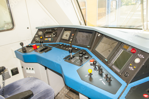 Dashboard or panel in a train driver cabin
