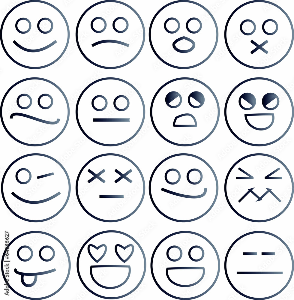 16 smileys - paket Stock Vector | Adobe Stock