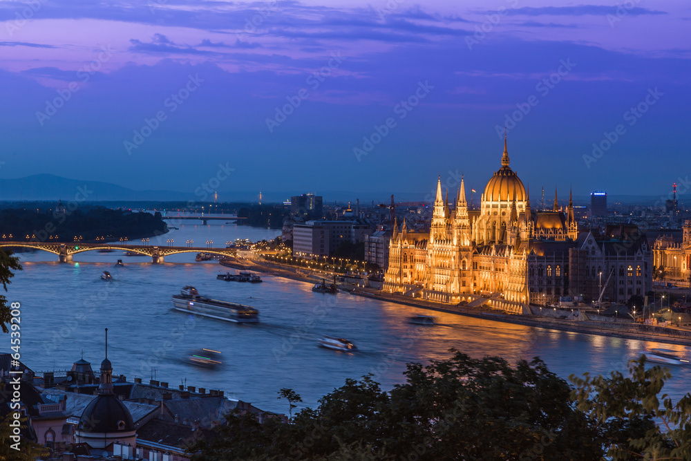 Panorama of Budapest, Hungary, with the Chain Bridge and the Par Panorama of Budapest, Hungary, with the Chain Bridge and the Par