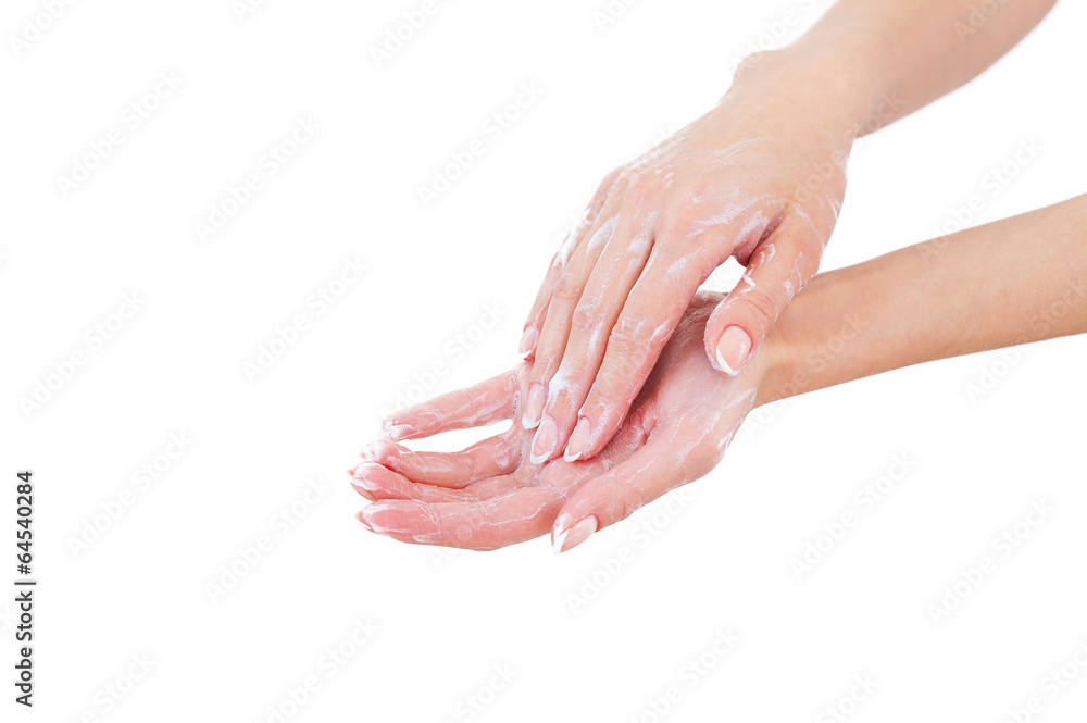 Fototapeta premium Keeping her hands clean.