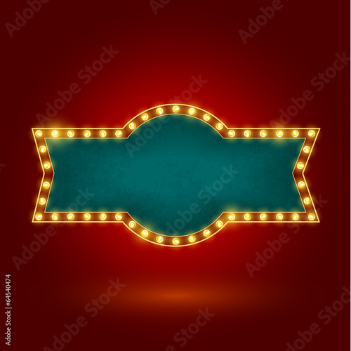 retro sign with realistic lamps