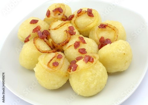 potato dumplings with onion and sausage