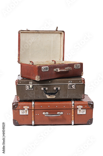Old suitcase isolated on white background