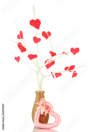 Decorative branch with hearts, isolated on white © Africa Studio