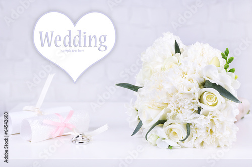 Beautiful wedding still life with bouquet