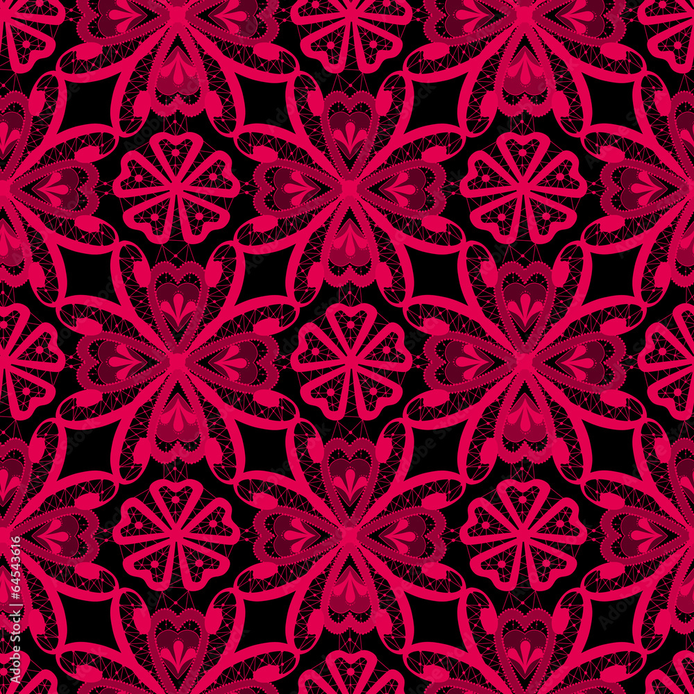 Abstract seamless fabric lace pattern on black background Abstract seamless fabric lace pattern on black background