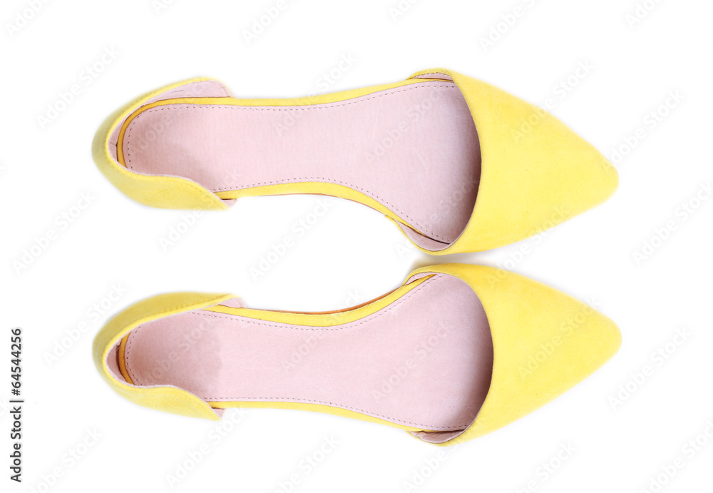 Yellow shoes isolated on white