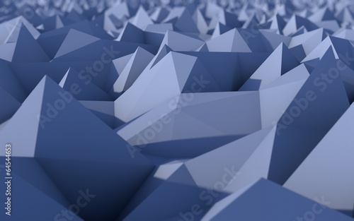 Fotografie Abstract Blue Low Poly 3d Background with Depth of Field Effect