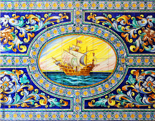 Galeón español, mosaico de azulejos