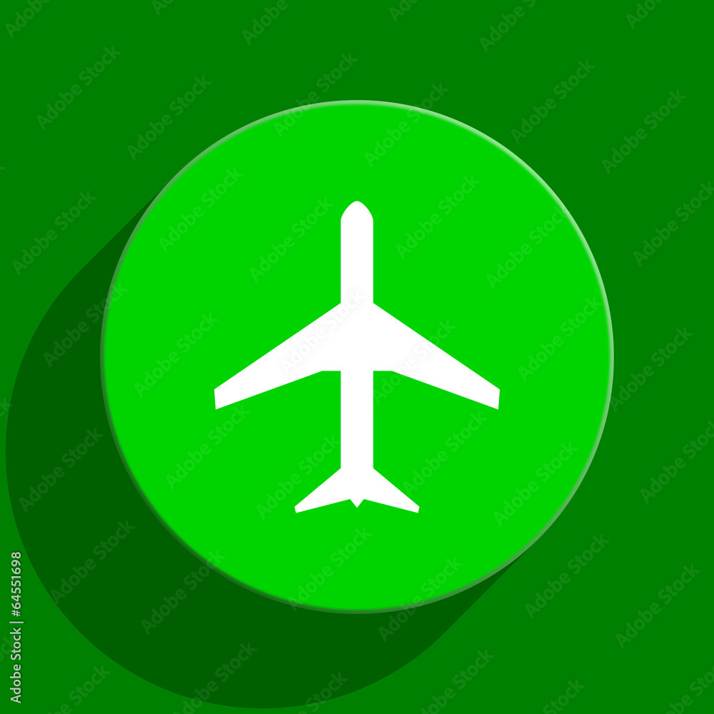 plane green flat icon