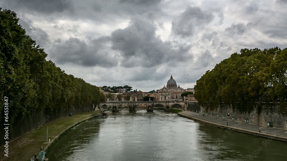 Tiber River Embankment, Timelapse Video, Rome, Italy Tiber River Embankment, Timelapse Video, Rome, Italy
