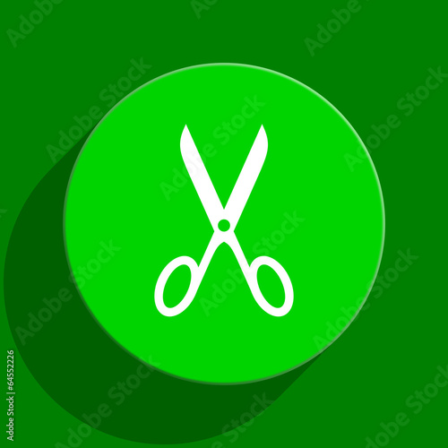 scissors green flat icon