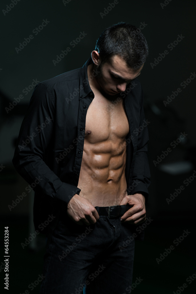 Young Man With His Shirt Open.