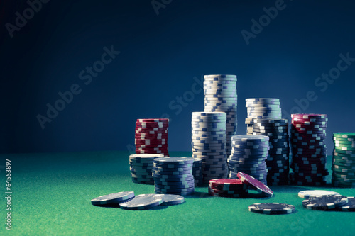 High contrast image of Casino chips
