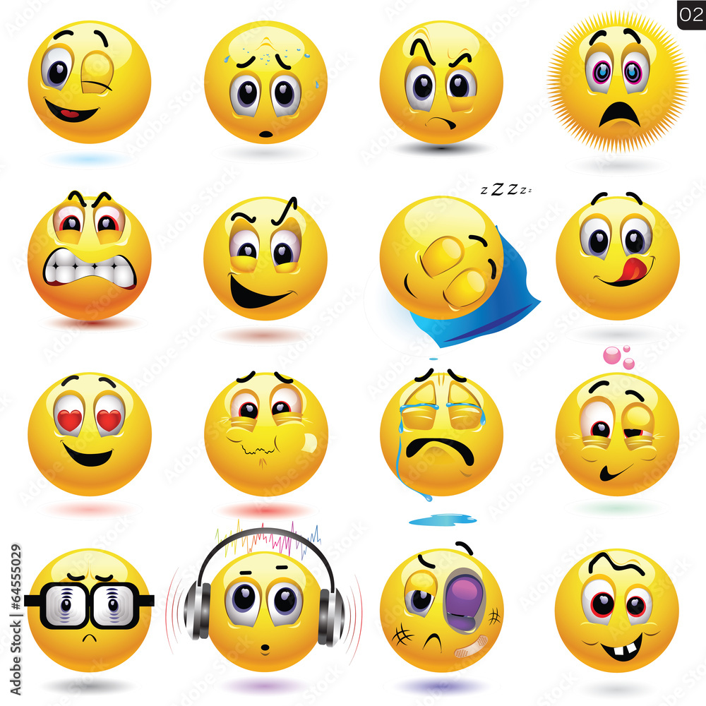 Fototapeta premium Vector set of smiley icons