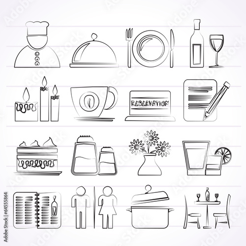 Restaurant, cafe and bar icons- vector icon set