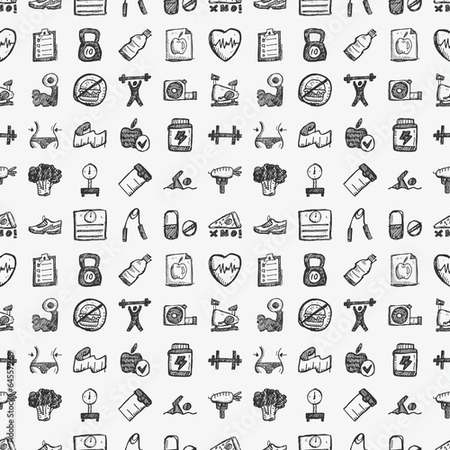 seamless doodle fitness pattern