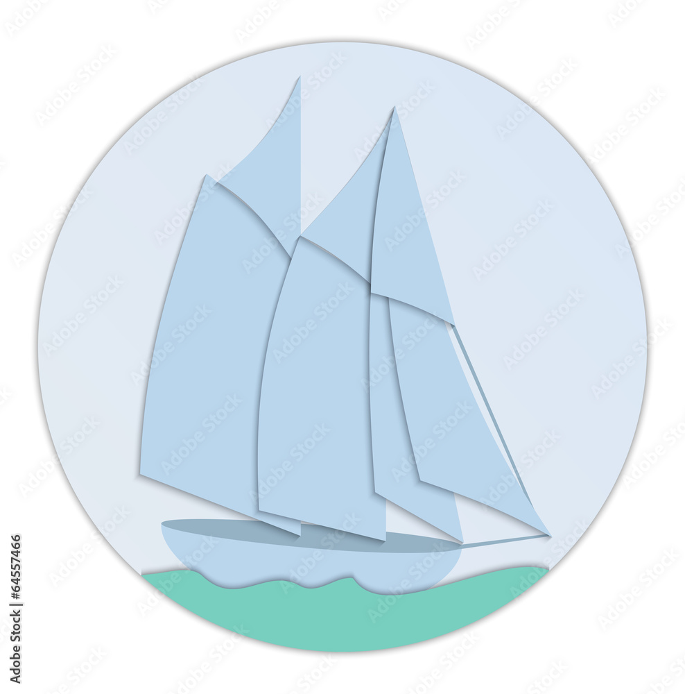Sailboat paper flat design Sailboat paper flat design