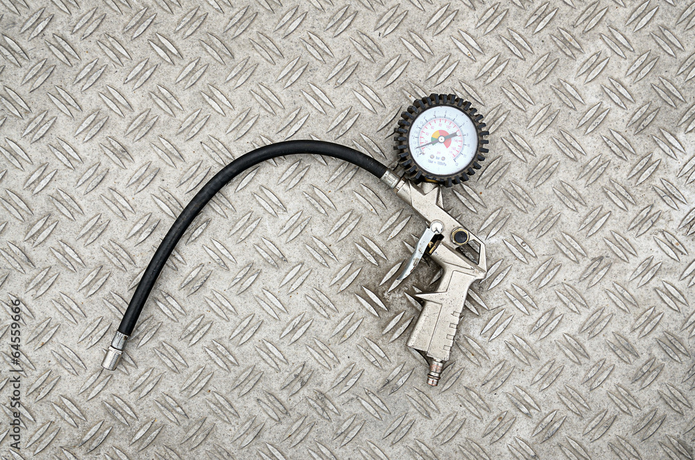 Pressure gauge on metallic background Pressure gauge on metallic background