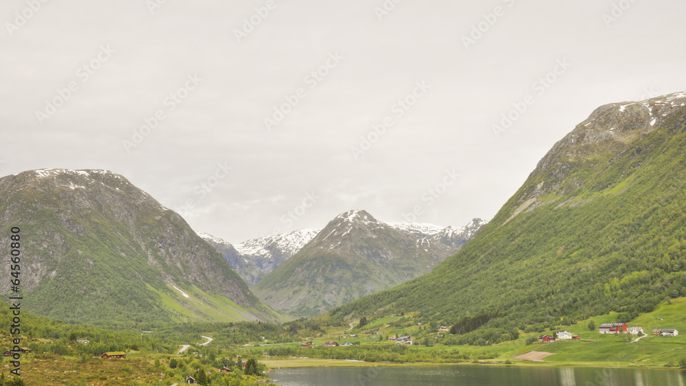 Jostedalsbreen, Nationalpark, Holzhäuser, Sommer, Norwegen