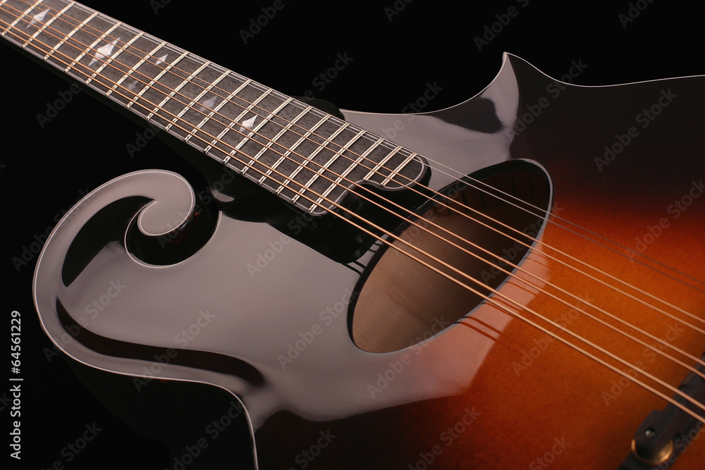 Fototapeta premium Mandolin isolated on black background