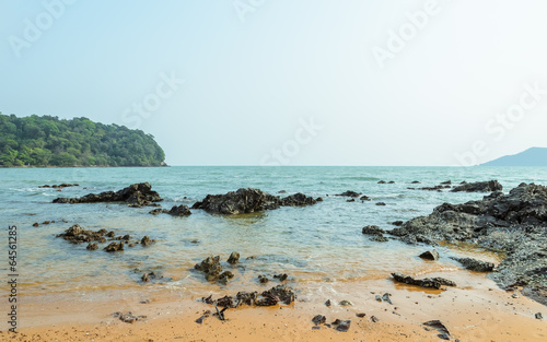 Tropical rock shore beach, Thailand