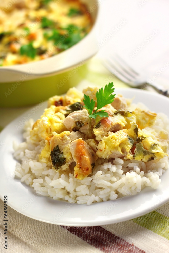 Chicken breast and cauliflower casserole with rice Chicken breast and cauliflower casserole with rice