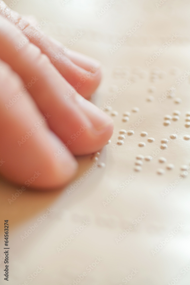 Blind reading text in braille language Blind reading text in braille language