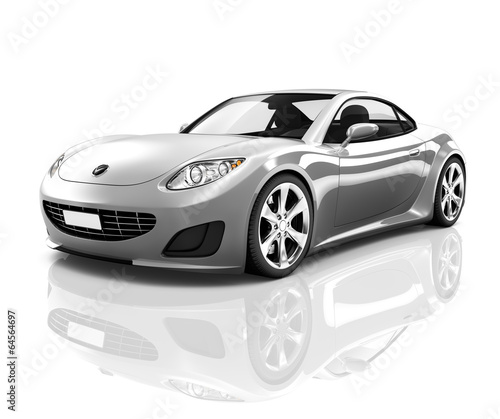 3D Luxury Silver Sports Car © Rawpixel.com