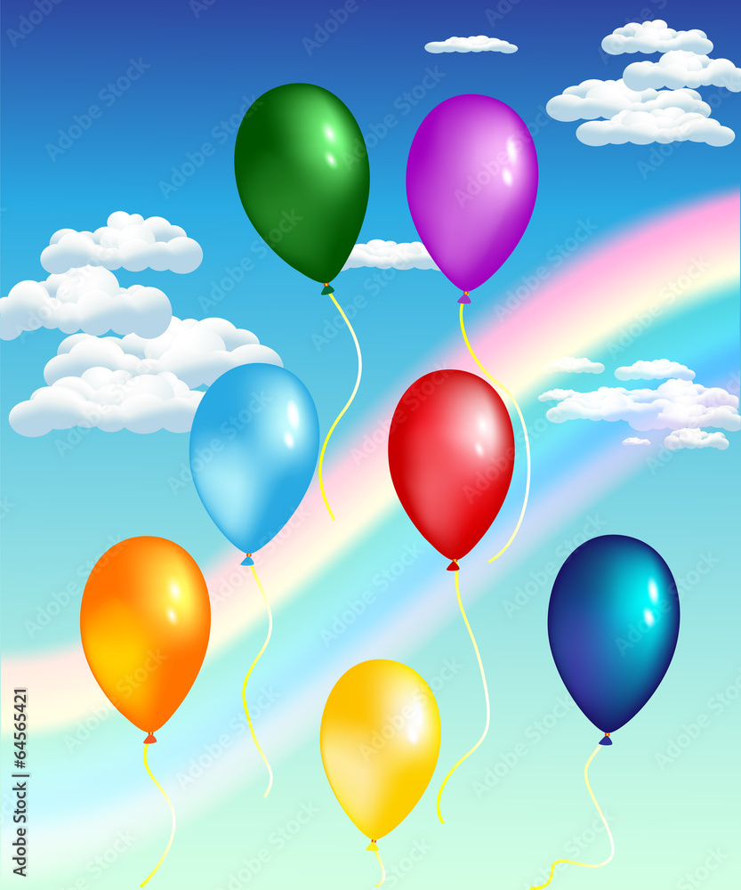 balloons with rainbow