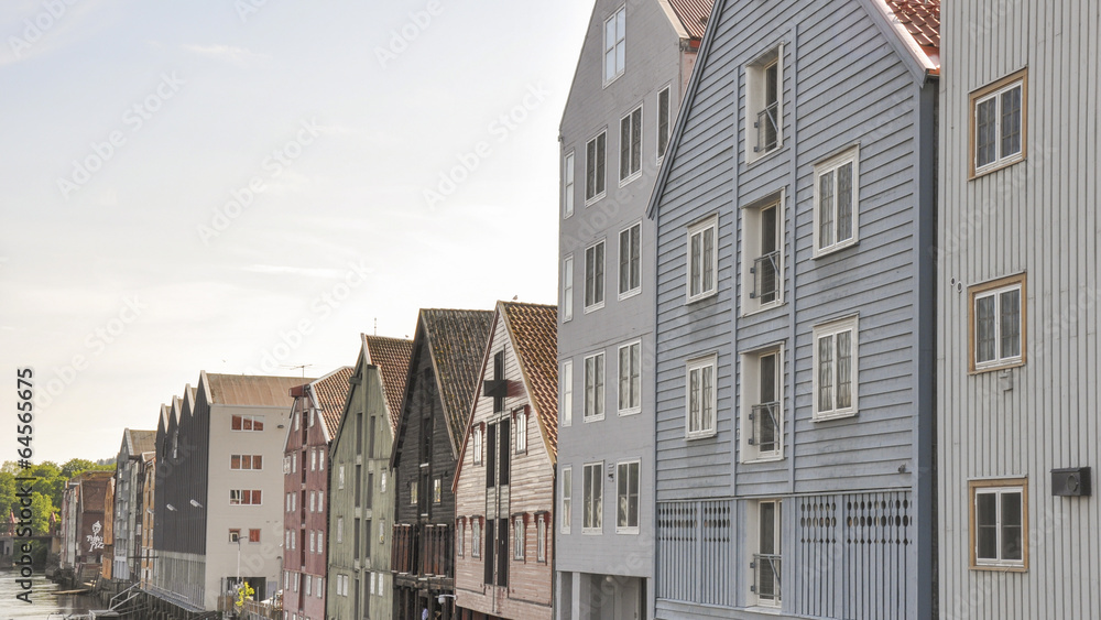 Trondheim, Altstadt, Speicherstadt, Sommer, Norwegen