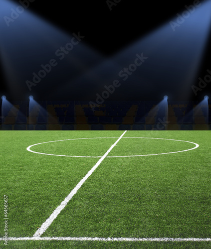 Soccer ball on the green field