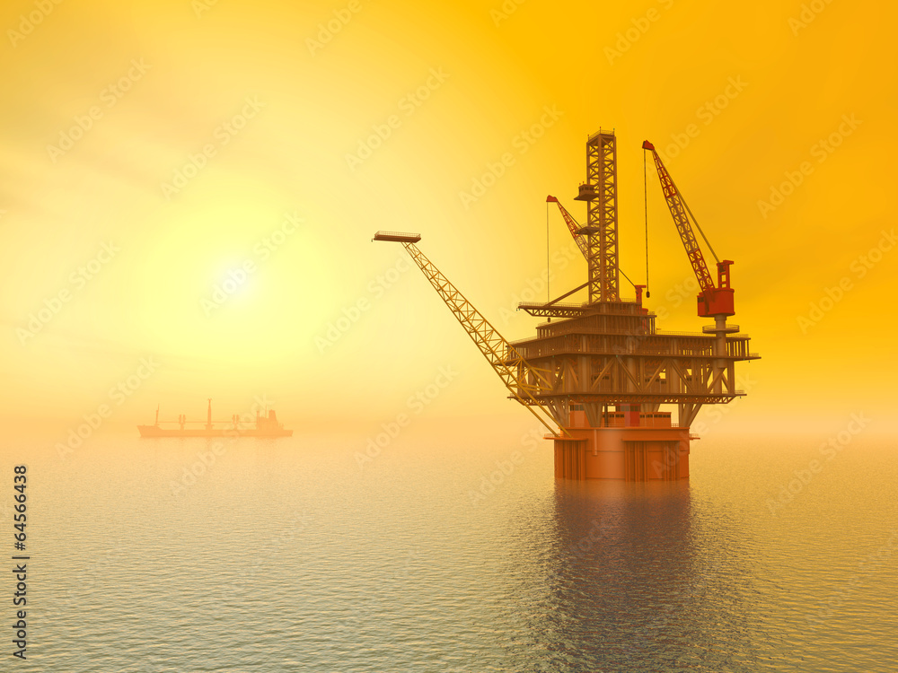 Oil Platform at Sunset
