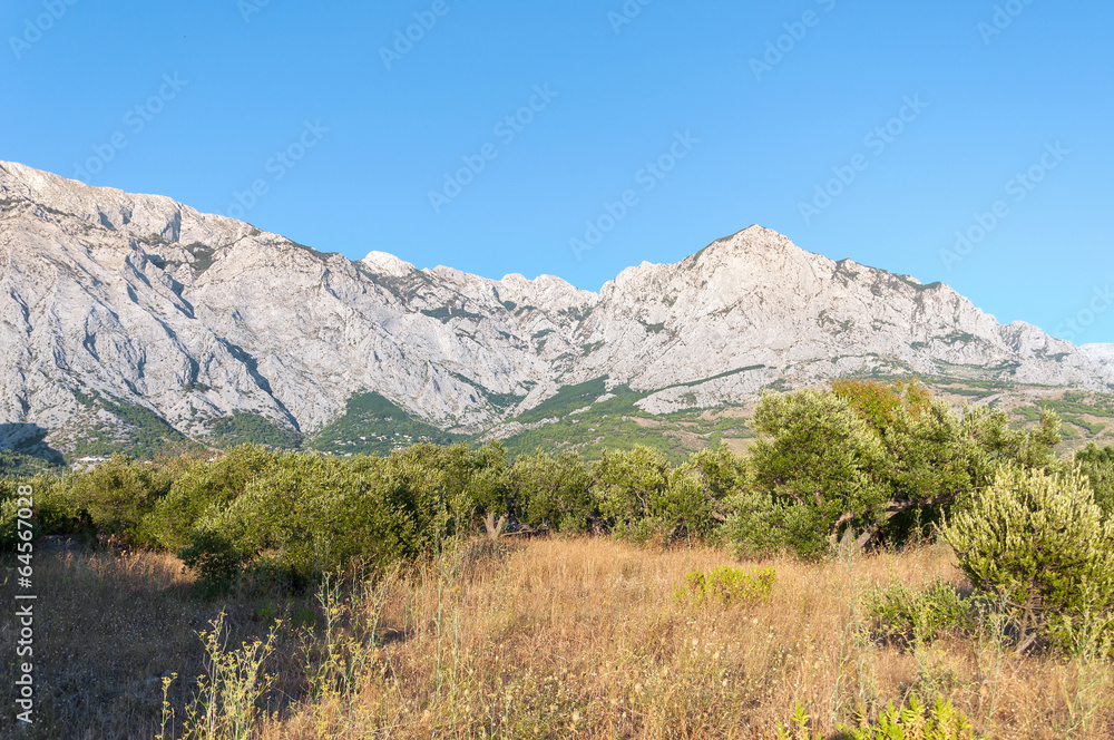 Panorama of Biokovo Mountains in Croatia.
